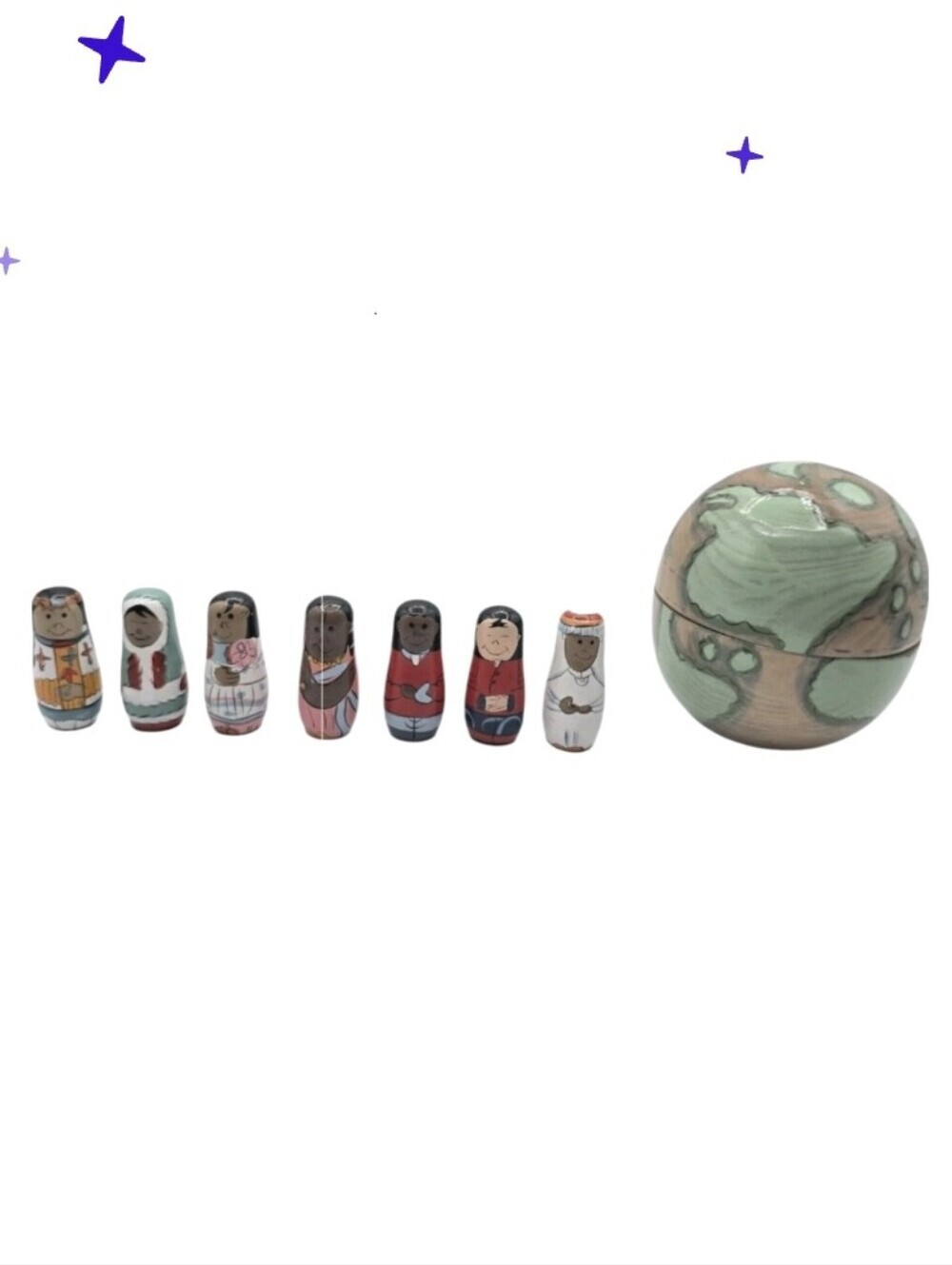 Terrys Village Wood Toy Earth World Globe Russian Doll Matryoshka Handmade - Picture 7 of 7